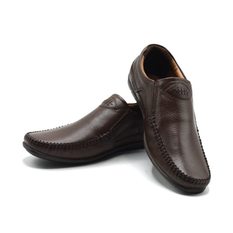 Classic Brown Leather Slip-Ons for Men