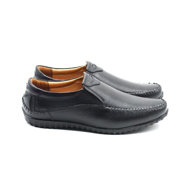 Black Leather Slip-Ons for Men