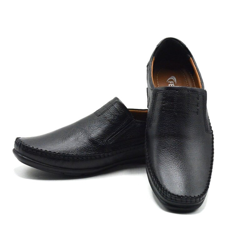 Black Leather Slip-Ons for Men