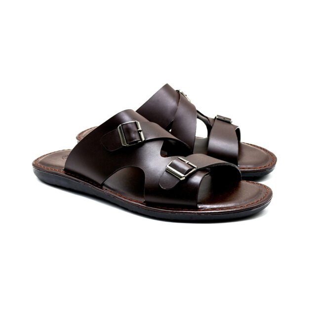 Brown Double Buckle Sandal