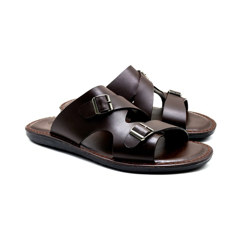 Brown Double Buckle Sandal